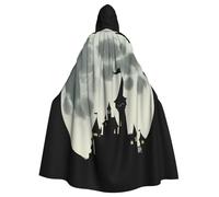 YYHWHJDE Castle Before The Moon Picture Halloween Adult Hooded Cape Cloak No Zipper, Comfortable For Costume Parties