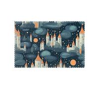 YYHWHJDE Castle Before The Moon Prints Placemats Set of 6 12x18in - Engineered for Durability & Heat Resistance Polyester