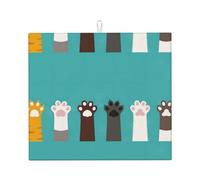YYHWHJDE Cat Paws Prints Kitchen Drying Mat - Absorbent Dish Throw for Countertop, Non-Slip Quick-Dry Layer with Vibrant Prints, Ideal for New Home Gift