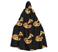 YYHWHJDE Cheese Pizza Pattern Halloween Adult Hooded Cape Cloak For Role-Playing, Stage Costumes, Parties Easy Care