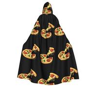 YYHWHJDE Cheese Pizza Printed Halloween Adult Hooded Cloak No Zipper, Comfortable & Durable for Role-Playing