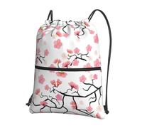YYHWHJDE Cherry Japanese Cherry Blossom Prints Drawstring Backpack - Water-Resistant Polyester Throw Bag for Gym, Travel & Hiking - Lightweight, Durable & Compact
