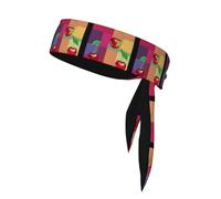 YYHWHJDE Cherry on colored squares Pattern Sports Double-Sided Headscarf Quick Drying, Moisture Wicking for Women, Girls, and Men