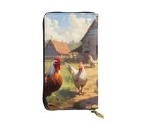 YYHWHJDE Chickens and Farm Prints Leather long clutch wallet Designed for fashion girls and women stylish and personalized 7.48 x 4.13 in, Black, One Size