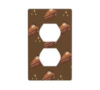 YYHWHJDE Chocolate Squares Cake Prints Double Socket Wall Panel Electrical Socket Cover Plate Shatter Decoration Durable 4.5x2.76in