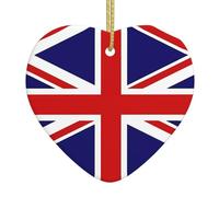 YYHWHJDE Christmas Ceramic Heart Pendant for Festive Decoration and Souvenir Gift UK Flag Printing