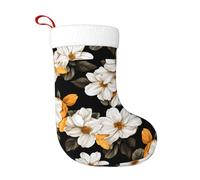 YYHWHJDE Christmas decorative socks Stocking Soft White Yellow Flower Prints lightweight, with a good tactile sensation for Halloween, Christmas, and New Year