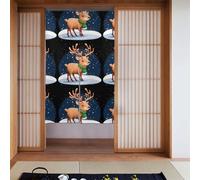 YYHWHJDE Christmas deer under snowflakes Pattern Curtain two Pieces Spliced 34x56in Fabric curtains, room dividers Fabric, Smooth & Not Easily Wrinkled