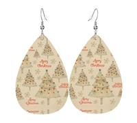 YYHWHJDE Christmas Tree Prints Water Drop Leather Earrings - Stylish Dangle Throw for Parties, Vibrant Color Layering, Non-Fading Finish