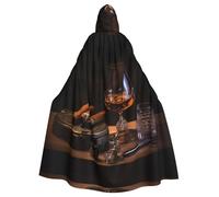 YYHWHJDE cigar and whiskey Printing Halloween Adult Hooded Cloak for Parties and Costume Events