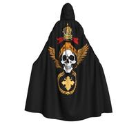 YYHWHJDE Circling Crown Skull Prints Adult Hooded Cloak is a super large, comfortable, and durable Halloween hooded poncho