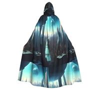 YYHWHJDE Cities of the Future Pattern Halloween Adult Hooded Cloak for various party and carnival settings