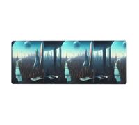 YYHWHJDE Cities of The Future Picture Extra Large Mouse pad, Computer Office Anti Slip Gaming Keyboard Thickened Version 12x31.5in