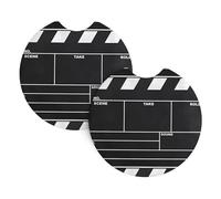 YYHWHJDE Classic Movie Clapboard Black Prints Car Cup Coasters 2-Pack - Durable Neoprene Drink Holders Absorbent Quick-Drying Coasters for Standard Cup Holders, Protect Auto Interiors & Add Style