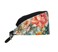 YYHWHJDE Cleaning Working Cap Beautiful Peacock and Floral Printed Chef Hat for Women & Men, Adjustable, Breathable Black