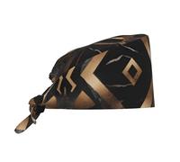 YYHWHJDE Cleaning Working Cap Black Gold Stone Pattern Printed Chef Hat for Women & Men, Adjustable, Breathable