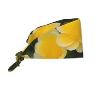 YYHWHJDE Cleaning Working Cap Blooming Yellow Flower Printed Chef Hat for Women & Men, Adjustable, Breathable