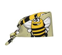YYHWHJDE Cleaning Working Cap Cartoon wasp Printed Chef Hat for Women & Men, Adjustable, Breathable Black