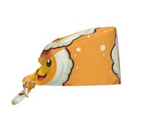 YYHWHJDE Cleaning Working Cap Cute Cartoon Fried Egg Printed Chef Hat for Women & Men, Adjustable, Breathable Black