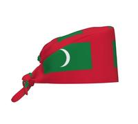 YYHWHJDE Cleaning Working Cap Flag of Maldives Printed Chef Hat for Women & Men, Adjustable, Breathable Black