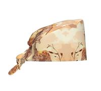 YYHWHJDE Cleaning Working Cap Giraffe Mother and Child Printed Chef Hat for Women & Men, Adjustable, Breathable Black