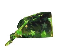 YYHWHJDE Cleaning Working Cap Green Light and Shadow Stars Printed Chef Hat for Women & Men, Adjustable, Breathable