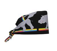 YYHWHJDE Cleaning Working Cap Hippopotamus Crossing The Rainbow Printed Chef Hat for Women & Men, Adjustable, Breathable