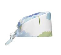 YYHWHJDE Cleaning Working Cap Hydrangea Watercolor Printed Chef Hat for Women & Men, Adjustable, Breathable Black