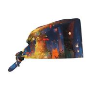 YYHWHJDE Cleaning Working Cap Joyful Forest Printed Chef Hat for Women & Men, Adjustable, Breathable Black