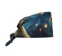 YYHWHJDE Cleaning Working Cap Little Sheep Looking at The Stars Printed Chef Hat for Women & Men, Adjustable, Breathable Black