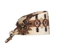 YYHWHJDE Cleaning Working Cap Native American Painting Printed Chef Hat for Women & Men, Adjustable, Breathable Black