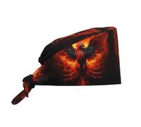 YYHWHJDE Cleaning Working Cap Orange Red Phoenix Printed Chef Hat for Women & Men, Adjustable, Breathable
