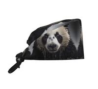 YYHWHJDE Cleaning Working Cap Panda in The Water Printed Chef Hat for Women & Men, Adjustable, Breathable Black
