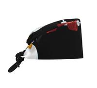 YYHWHJDE Cleaning Working Cap Penguin Lifting Barbell Printed Chef Hat for Women & Men, Adjustable, Breathable Black