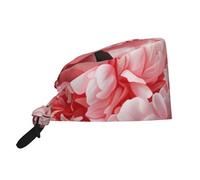 YYHWHJDE Cleaning Working Cap Peony Flowers Blossom Printed Chef Hat for Women & Men, Adjustable, Breathable Black