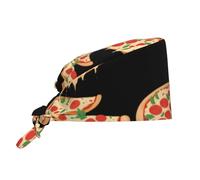 YYHWHJDE Cleaning Working Cap Pizza Drawing Moment Printed Chef Hat for Women & Men, Adjustable, Breathable Black