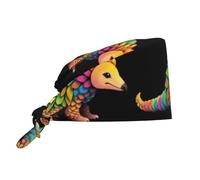 YYHWHJDE Cleaning Working Cap Rainbow Pangolin Printed Chef Hat for Women & Men, Adjustable, Breathable