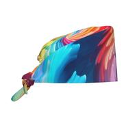 YYHWHJDE Cleaning Working Cap Rainbow Swirl Printed Chef Hat for Women & Men, Adjustable, Breathable