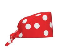 YYHWHJDE Cleaning Working Cap red and White Polka dots Printed Chef Hat for Women & Men, Adjustable, Breathable