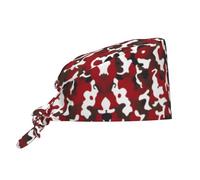 YYHWHJDE Cleaning Working Cap Red Camo Printed Chef Hat for Women & Men, Adjustable, Breathable