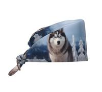 YYHWHJDE Cleaning Working Cap Siberian Husky Printed Chef Hat for Women & Men, Adjustable, Breathable Black