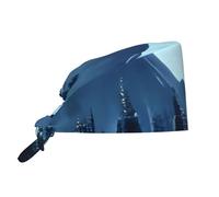 YYHWHJDE Cleaning Working Cap Snowy Forest Printed Chef Hat for Women & Men, Adjustable, Breathable Black