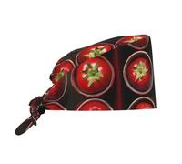 YYHWHJDE Cleaning Working Cap Strawberries in Tomatoes Prints - Soft for Women & Men, Adjustable, Breathable Black