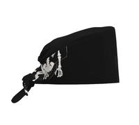 YYHWHJDE Cleaning Working Cap The Domineering Skeleton at The Office Printed Chef Hat for Women & Men, Adjustable, Breathable Black
