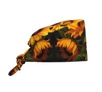 YYHWHJDE Cleaning Working Cap Yellow Sunflowers Printed Chef Hat for Women & Men, Adjustable, Breathable