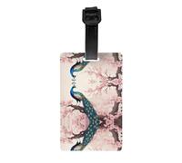 YYHWHJDE Clear PVC Luggage Tag with Detachable Wristband | Durable Business Card Size for Travel, Backpack, Suitcase, Gym Bag - 17.5cm Peacocks On The Flowering Tree Picture