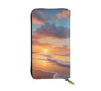YYHWHJDE Cloudy Sunset Beach Printing Quality Leather Long Clutch Wallet Designed for Fashion Girls and Women Stylish 7.48 x 4.13 in