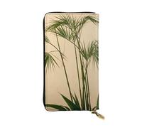 YYHWHJDE Clump Of Bamboo Prints Leather long clutch wallet Designed for fashion girls and women stylish and personalized 7.48 x 4.13 in, Black, One Size
