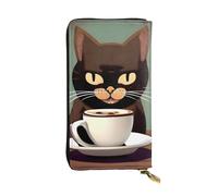YYHWHJDE Coffee Cats Drink Coffee Printing Quality Leather Long Clutch Wallet Designed for Fashion Girls and Women Stylish 7.48 x 4.13 in