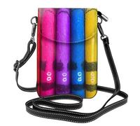 YYHWHJDE Colored Crayons Prints Small Leather Women'S Crossbody Flip Phone Bag, Waterproof And Durable